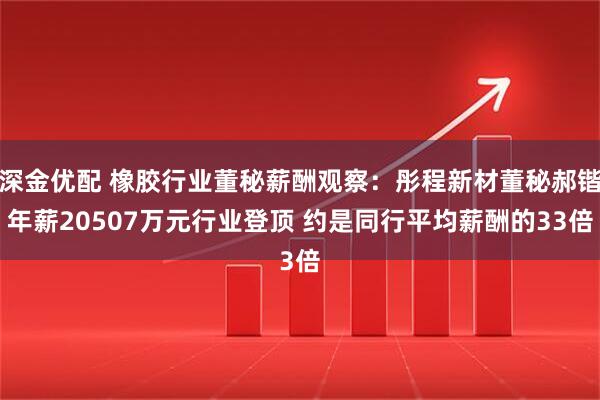 深金优配 橡胶行业董秘薪酬观察：彤程新材董秘郝锴年薪20507万元行业登顶 约是同行平均薪酬的33倍